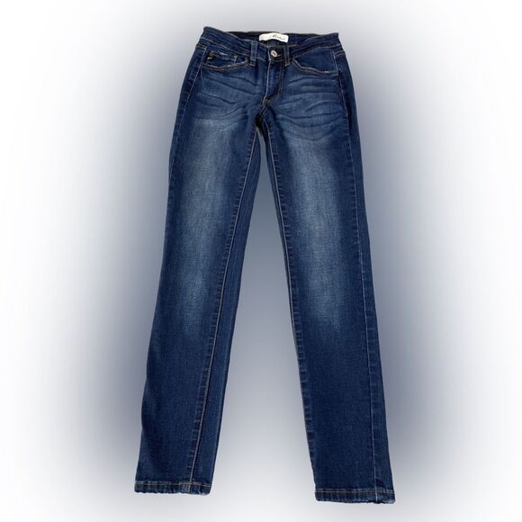 Kancan Jeans Women’s 1/24 Blue Distressed Denim Low Rise Skinny Leg Casual - Picture 1 of 11